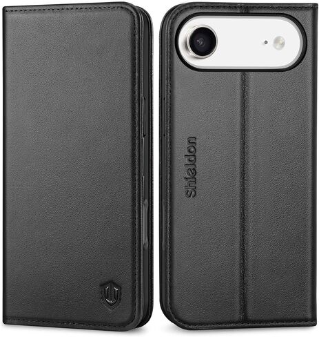 حالة محفظة جلدية حقيقية متوفرة مع iPhone Air 5G 6.5 بوصة 2025 | RFID حظر حامل بطاقة الائتمان | قلب الغطاء المغناطيسي | كيكستاند | صدمة absorbent | TPU قذيفة داخلية | أسود in Kuwait
