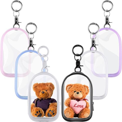 Harloon 6 Pcs Clear Figure Display Bag with Keychain 3.94 x 2.56 x 1.38'' Zipper Clear Display Case Blind Box Display Case Small Doll Storage Bag Hanging Blind Box Organizer for Figures Collectibles in Saudi Arabia