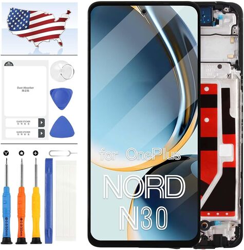 for OnePlus Nord N30 5G Screen Replacement with Frame,for OnePlus Nord N30 LCD Touch Display Digitizer Assembly CPH2513 CPH2515 Black with Repair Kit (Not for OnePlus Nord N300) in Saudi Arabia