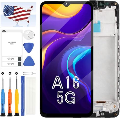A-MIND LCD Screen Replacement for Samsung Galaxy A16 5G SM-A166B SM-A166P SM-A166E OLED LCD Display Touch Screen Digitizer Display Assembly Repair Kit - Black with Frame(Big Size,Not For 4G) in Saudi Arabia