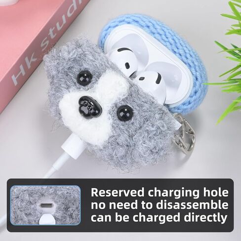 غطاء علبة أفخم متوافق مع Apple Airpods 4 Cartoon Cartoon Cartoon Function Funny Cute Cute Counts (HBG+Sky Blue ، for AirPods 4) in Kuwait
