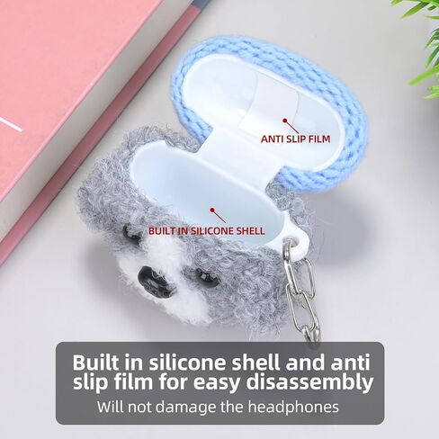 غطاء علبة أفخم متوافق مع Apple Airpods 4 Cartoon Cartoon Cartoon Function Funny Cute Cute Counts (HBG+Sky Blue ، for AirPods 4) in Kuwait