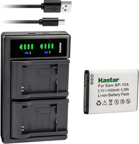 Kastar BP-70A LTD2 USB Battery Charger Replacement for Samsung AQ100, DV50, DV90, DV100, DV101, DV150F, ES30, ES65, ES67, ES70, ES71, ES73, ES74, ES75, ES78, ES80, ES81, ES90, ES91 Camera in Saudi Arabia