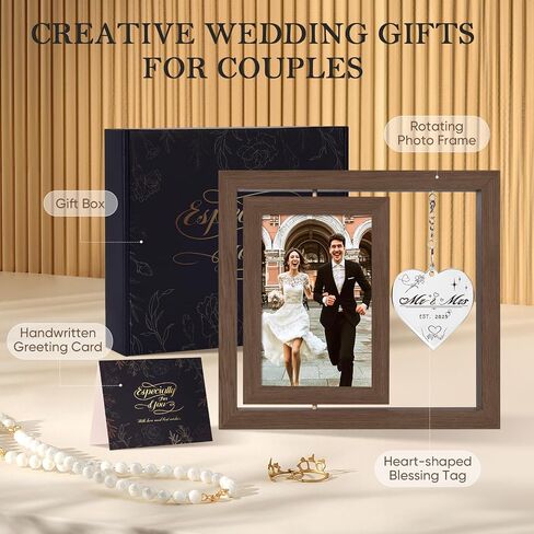 Wedding Gifts for Couples 2024, Bridal Shower Gifts, Bride gifts, Rotating Wedding Picture Frame 4x6, Engagement Gifts for Couples, Mr and Mrs Gifts, Couple Gifts, Bachelorette Gifts for Bride in Saudi Arabia
