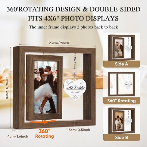 Wedding Gifts for Couples 2024, Bridal Shower Gifts, Bride gifts, Rotating Wedding Picture Frame 4x6, Engagement Gifts for Couples, Mr and Mrs Gifts, Couple Gifts, Bachelorette Gifts for Bride in Saudi Arabia