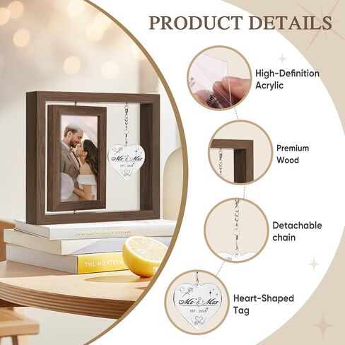 Wedding Gifts for Couples 2024, Bridal Shower Gifts, Bride gifts, Rotating Wedding Picture Frame 4x6, Engagement Gifts for Couples, Mr and Mrs Gifts, Couple Gifts, Bachelorette Gifts for Bride in Saudi Arabia