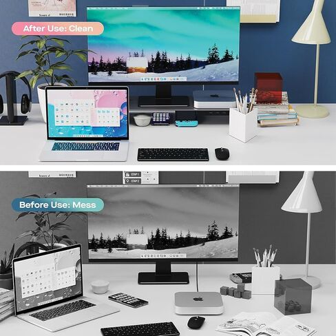 Mobile Pixels Aluminum Monitor Riser with Docking Hub, USB-C Port, PD Port, Ethernet, HDMI, 3 USB 3.0 for PC, TV, Tablet, Laptop, Space Grey in Saudi Arabia