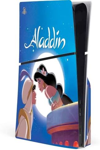 ألعاب Skinit Scenit Gaming متوفرة مع وحدة التحكم PS5 Slim Disk - Disney Aladdin المرخصة رسميًا والأميرة Jasmine Kiss Design in Saudi Arabia