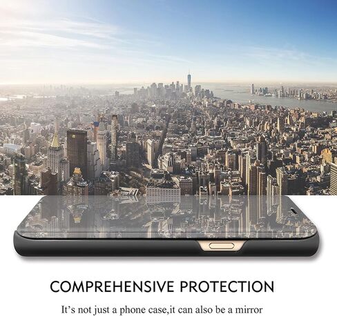 Galaxy S25 Case Compatible with Samsung Galaxy S25 5G Cell Phone Case with Kickstand, PU Leather Clear View Mirror Flip Cover Shockproof Anti-Scratch Protective Cover for Samsung S25, 2025 (Black) in Saudi Arabia