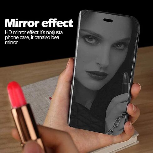 Galaxy S25 Case Compatible with Samsung Galaxy S25 5G Cell Phone Case with Kickstand, PU Leather Clear View Mirror Flip Cover Shockproof Anti-Scratch Protective Cover for Samsung S25, 2025 (Black) in Saudi Arabia