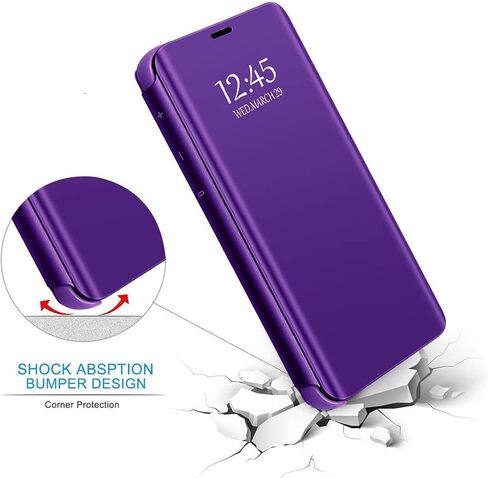 حالة Galaxy S25 متوافقة مع Samsung Galaxy S25 5G علبة الهاتف الخليوي مع Kickstand ، Pu Leather Clear View Mirror Flip Cover Cover مقاومة للصدمات المضادة للخلع لـ Samsung S25 ، 2025 (أسود) in Saudi Arabia