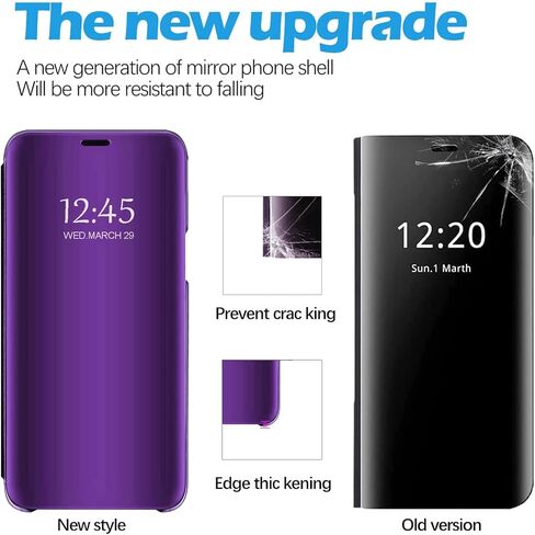 حالة Galaxy S25 متوافقة مع Samsung Galaxy S25 5G علبة الهاتف الخليوي مع Kickstand ، Pu Leather Clear View Mirror Flip Cover Cover مقاومة للصدمات المضادة للخلع لـ Samsung S25 ، 2025 (أسود) in Saudi Arabia