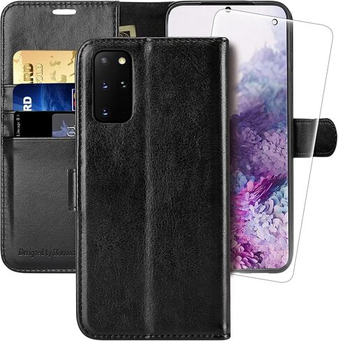 حالة محفظة Monasay متوافقة مع Galaxy S20+ Plus 5G ، 6.7 بوصة ، [واقي شاشة متضمن] Flip Folio Leather Plost Wover مع حامل بطاقة الائتمان ، بني in Kuwait