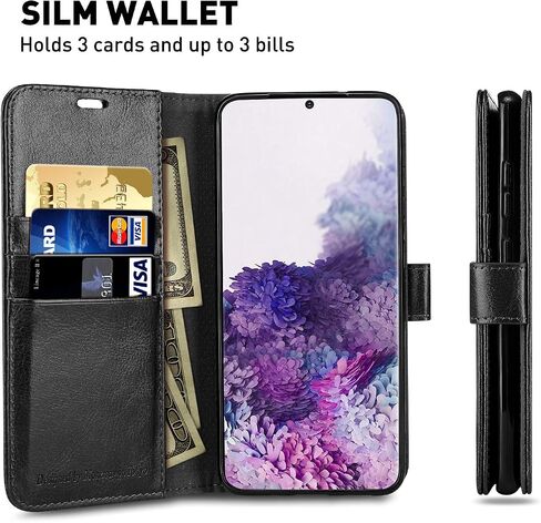 حالة محفظة Monasay متوافقة مع Galaxy S20+ Plus 5G ، 6.7 بوصة ، [واقي شاشة متضمن] Flip Folio Leather Plost Wover مع حامل بطاقة الائتمان ، بني in Kuwait
