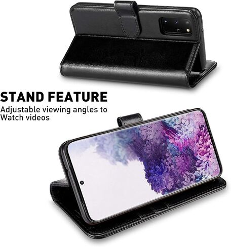 حالة محفظة Monasay متوافقة مع Galaxy S20+ Plus 5G ، 6.7 بوصة ، [واقي شاشة متضمن] Flip Folio Leather Plost Wover مع حامل بطاقة الائتمان ، بني in Kuwait