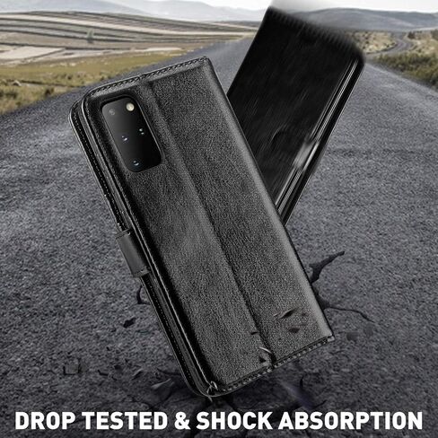 حالة محفظة Monasay متوافقة مع Galaxy S20+ Plus 5G ، 6.7 بوصة ، [واقي شاشة متضمن] Flip Folio Leather Plost Wover مع حامل بطاقة الائتمان ، بني in Kuwait
