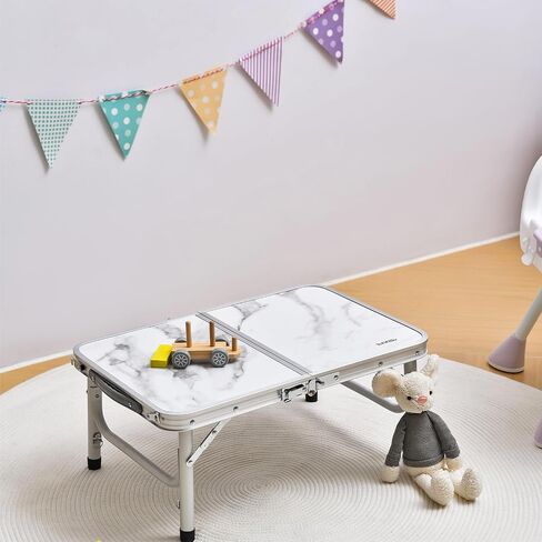 Small Camping Table with Mesh Layer, 3 Adjustable Heights Aluminum Lightweight Portable Folding Table with Extension Legs, Mini Table for Camping, Travel and Picnic in Kuwait