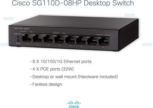 Cisco Small Business SG110D-08HP - Switch - unmanaged - 4 x 10/100/1000 + 4 x 10/100/1000 (PoE) - desktop in Saudi Arabia