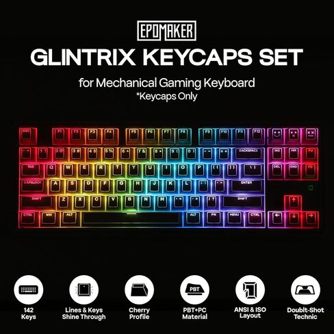 Epomaker AK820 Pro 75 ٪ لوحة مفاتيح ميكانيكية لاسلكية+Glintrix PBT تألق من خلال الكبسولة المفاتيح in Saudi Arabia