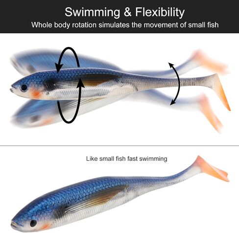 2pcs Fishing Soft Lure Plastic Bait, Swimbaits Artificial Bait, Minnow Lures for Bass Pike Trout Perch Fishing Accessory in Saudi Arabia