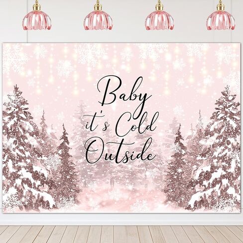 Avezano Baby It's Cold Outside Backdrop Winter Baby Shower Photo Background Props Winter Wonderland Party Decoration Winter Snowflakes Newborn Photo Photo Banner (Blue, 7x5ft) in Kuwait