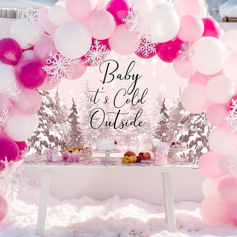 Avezano Baby It's Cold Outside Backdrop Winter Baby Shower Photo Background Props Winter Wonderland Party Decoration Winter Snowflakes Newborn Photo Photo Banner (Blue, 7x5ft) in Kuwait