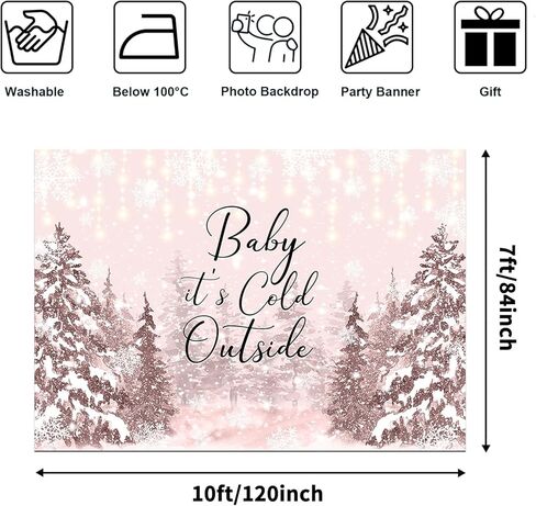 Avezano Baby It's Cold Outside Backdrop Winter Baby Shower Photo Background Props Winter Wonderland Party Decoration Winter Snowflakes Newborn Photo Photo Banner (Blue, 7x5ft) in Kuwait