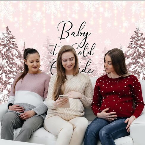 Avezano Baby It's Cold Outside Backdrop Winter Baby Shower Photo Background Props Winter Wonderland Party Decoration Winter Snowflakes Newborn Photo Photo Banner (Blue, 7x5ft) in Kuwait