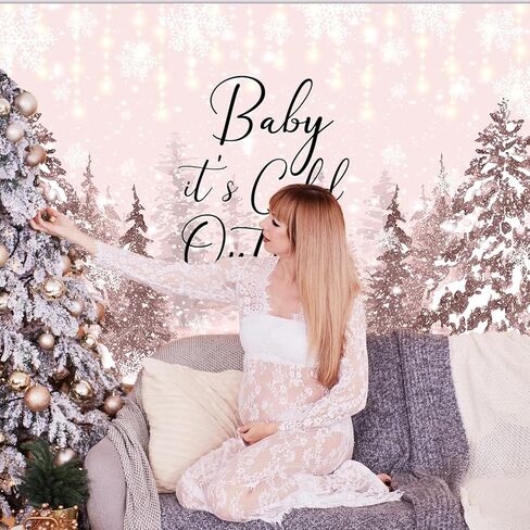 Avezano Baby It's Cold Outside Backdrop Winter Baby Shower Photo Background Props Winter Wonderland Party Decoration Winter Snowflakes Newborn Photo Photo Banner (Blue, 7x5ft) in Kuwait
