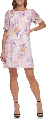 DKNY Women's Pleated Front Cinch Sleeve Flowy Dress in Saudi Arabia