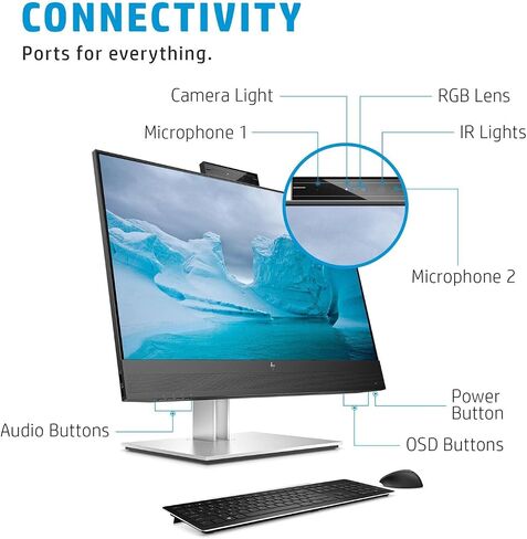 HP 24" FHD IPS Monitor with 5ms Response Time, Anti Glare, Flicker Free, Built-in Speakers, Displayport, HDMI & DKZ USB Port Expander, Black/Silver (2025 Latest Model) in Saudi Arabia