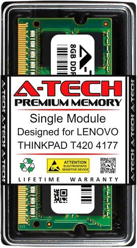 A-Tech 8GB RAM لـ Lenovo ThinkPad T420 4177 | DDR3 1333MHz SODIMM PC3-10600 204-PIN وحدة ترقية الذاكرة غير ECC in Saudi Arabia