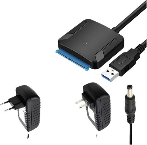 كابل محول SATA إلى USB3.0 لمدة 3.5/2.5 بوصة SSD HDD SATA III محول القرص الصلب دعم UASP مع محول الطاقة 12V (قابس الاتحاد الأوروبي) in Saudi Arabia