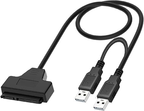 7+15 Pin Two Ports USB 2.0 to Sata Adapter Cable for 2.5 Inches External SSD HDD Hard Disk Drive Converter in Saudi Arabia