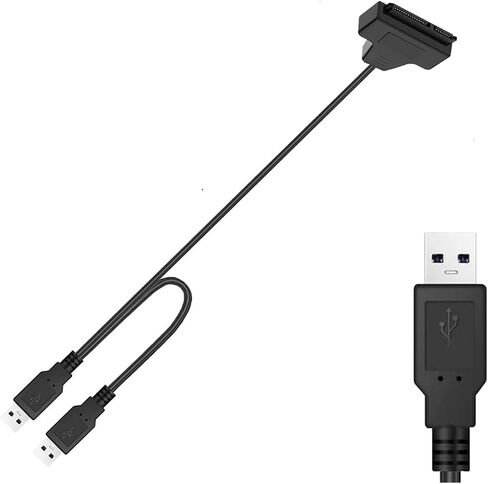 7+15 Pin Two Ports USB 2.0 to Sata Adapter Cable for 2.5 Inches External SSD HDD Hard Disk Drive Converter in Saudi Arabia