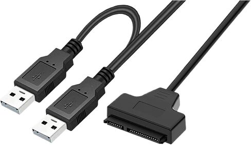 7+15 Pin Two Ports USB 2.0 to Sata Adapter Cable for 2.5 Inches External SSD HDD Hard Disk Drive Converter in Saudi Arabia