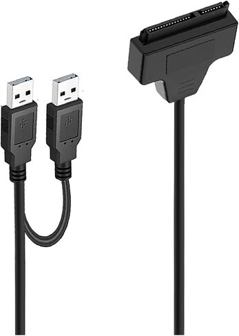 7+15 Pin Two Ports USB 2.0 to Sata Adapter Cable for 2.5 Inches External SSD HDD Hard Disk Drive Converter in Saudi Arabia