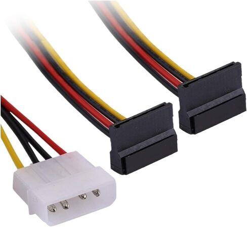 كابل الطاقة المحول ، 4Pin 2 SATA POWER CONNECTOR SPLITTER ، IDE 4 PIN SPLITER 90 درجة لمحرك الأقراص الصلبة SSD (15 سم ، إلى 1x SATA W LATCH) in Saudi Arabia