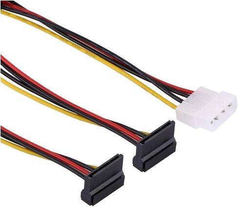 كابل الطاقة المحول ، 4Pin 2 SATA POWER CONNECTOR SPLITTER ، IDE 4 PIN SPLITER 90 درجة لمحرك الأقراص الصلبة SSD (15 سم ، إلى 1x SATA W LATCH) in Saudi Arabia