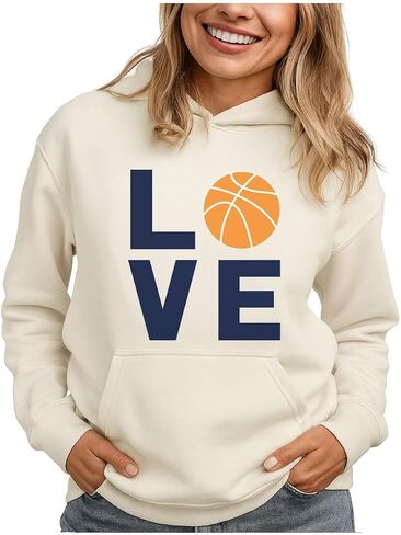 Tstars Love Basketball Hoodie Sweatshirt for Players Fans Women Teen Girls Hoodie Medium Gray in Saudi Arabia