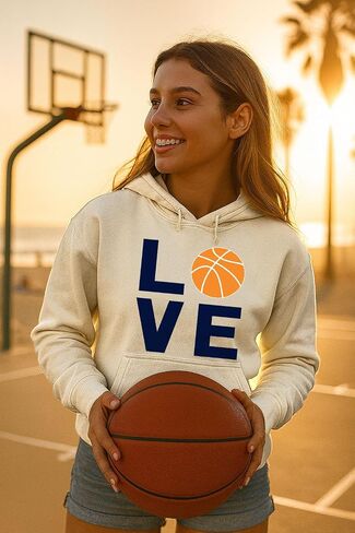 Tstars Love Basketball Hoodie Sweatshirt for Players Fans Women Teen Girls Hoodie Medium Gray in Saudi Arabia