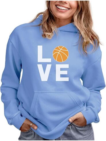 Tstars Love Basketball Hoodie Sweatshirt for Players Fans Women Teen Girls Hoodie Medium Gray in Saudi Arabia