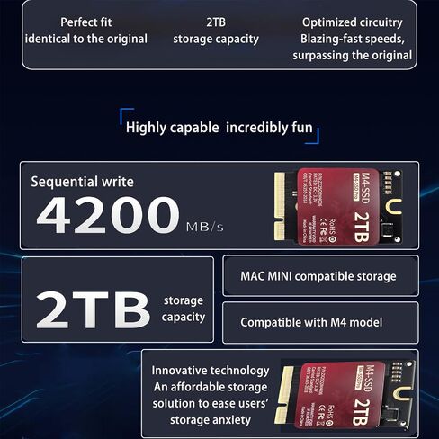 Sparkfly 2TB SSD متوافق مع MAC MINI M4 ، محرك الحالة الصلبة عالية السرعة للتخزين وترقية الذاكرة in Kuwait