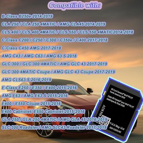 A2189068403 SD Card SD (الإصدار 14.0) لـ Mercedes CLA/GLC/GLA/AMG - متوافق مع NTG 5 Audio 20 (CODE 522) SYSTEMS - USA/Canada Maps Update in Kuwait