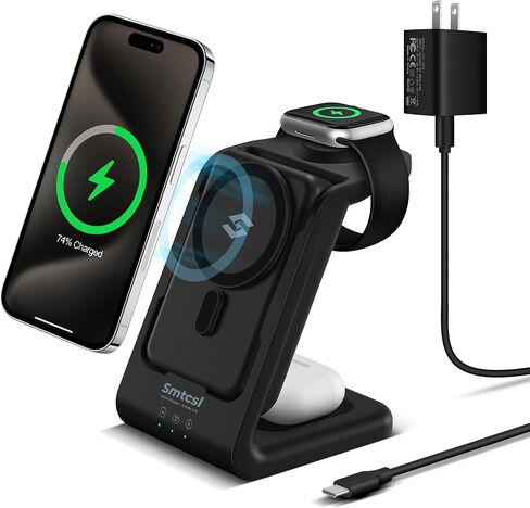 Smtcsl 3 in 1 Wireless Charging Station: 10000mAh Removable Power Bank Charger Stand for Phone/Watch/Air Pods - Portable Magnetic Battery Pack for Air 17 16 15 14 13 12 Series in Kuwait
