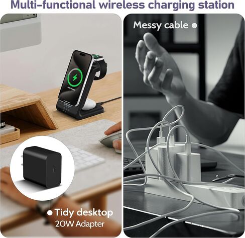 Smtcsl 3 in 1 Wireless Charging Station: 10000mAh Removable Power Bank Charger Stand for Phone/Watch/Air Pods - Portable Magnetic Battery Pack for Air 17 16 15 14 13 12 Series in Kuwait