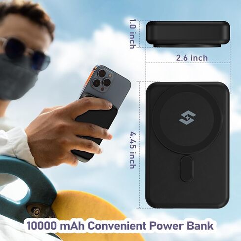 Smtcsl 3 in 1 Wireless Charging Station: 10000mAh Removable Power Bank Charger Stand for Phone/Watch/Air Pods - Portable Magnetic Battery Pack for Air 17 16 15 14 13 12 Series in Kuwait
