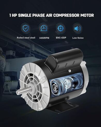 محرك ضاغط الهواء SPL 2 HP، محرك كهربائي أحادي الطور، 3450 دورة في الدقيقة 115/230 فولت، 56 إطارًا 5/8 عمود بمفتاح 60 هرتز in Kuwait