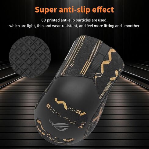 شريط قبضة الماوس ل Asus Rog Gladius III ، حواف منحنية مدورة الزلاجات ، أقدام الفأر ، طقم ترقية الفئران المهنية المقاومة للعرق (لوحة القدم + الشريط الماوس السوداء الذهب) in Kuwait