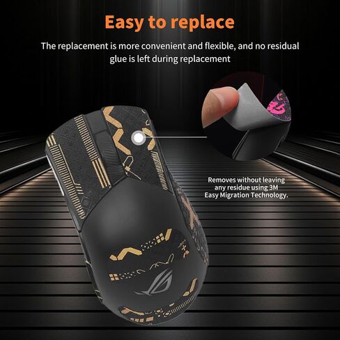 شريط قبضة الماوس ل Asus Rog Gladius III ، حواف منحنية مدورة الزلاجات ، أقدام الفأر ، طقم ترقية الفئران المهنية المقاومة للعرق (لوحة القدم + الشريط الماوس السوداء الذهب) in Kuwait